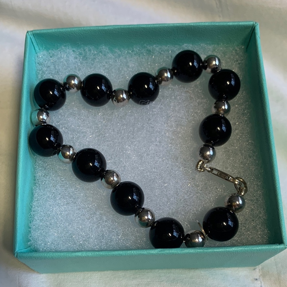 Vintage Tiffany Bracelet - Onyx and Sterling Silver 925 with box - Picture 2 of 6